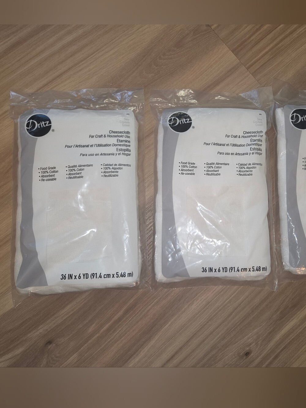 NWT- 3 Bags-Dritz Cheesecloth For Home Use, Food Grade 36in X 6yards Each Bag